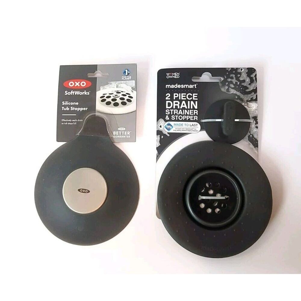 Madesmart 2 Piece Drain Strainer And Stopper Plus Softworks Silicone Tub Stopper